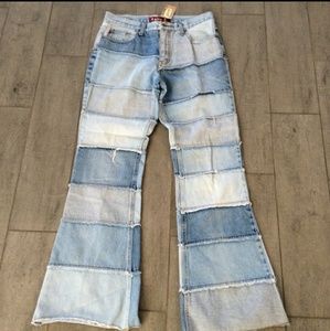 Denim patchwork vintage flare jeans 90s